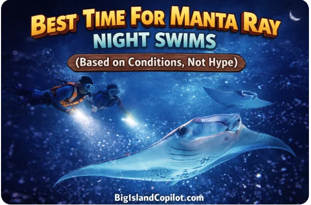 Best time for a Big Island Kona manta ray swim.