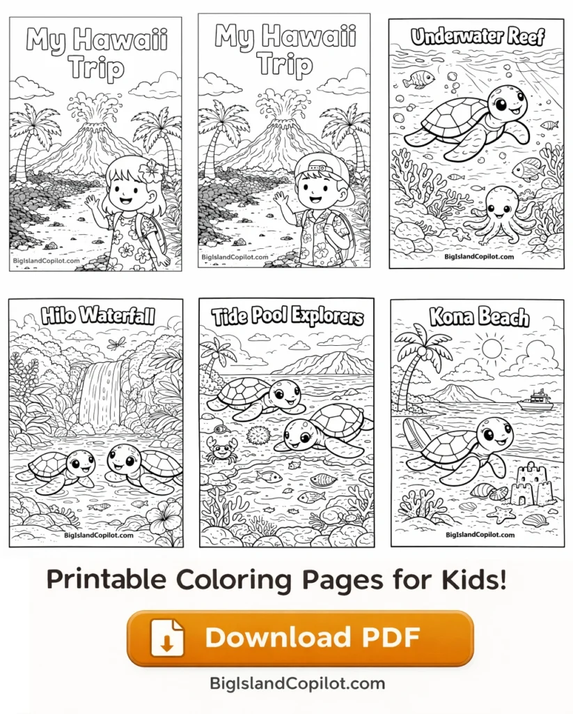 Download free kids' Hawaii coloring pages